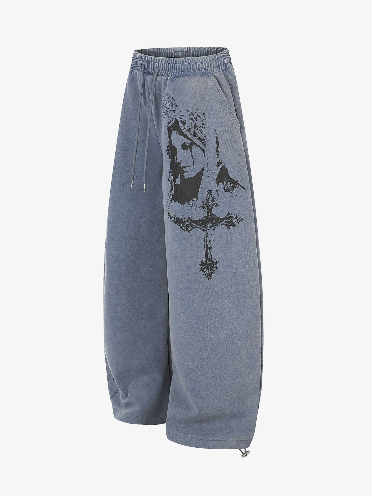 Graphic Washed Curved-Leg Sweatpants