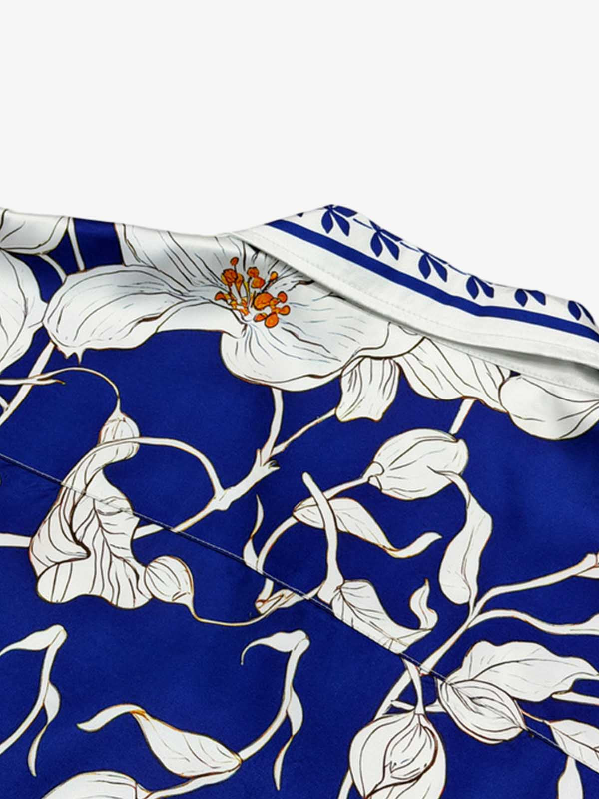 Porcelain Pattern Camp Collar Boxy Shirt 