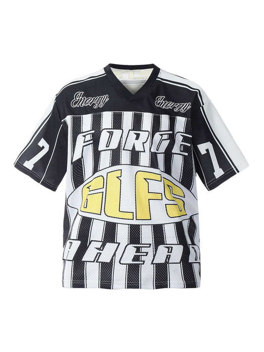 Sports Letter Stripe Print Jersey T-shirt 