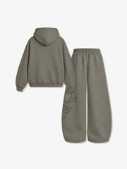 Cotton-Blend Quilted Padded Embroidered Hoodie & Wide-Leg Sweatpants Set