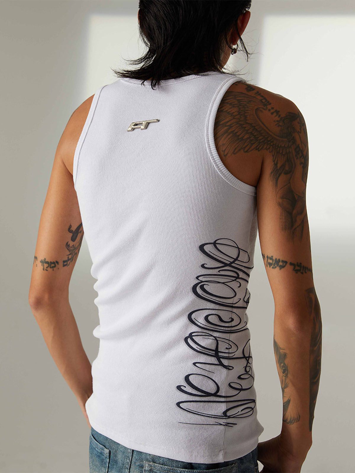 Street Ribbed Slim Fit Printed Vest 