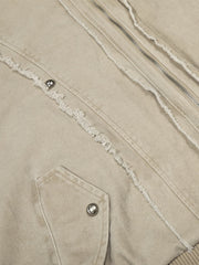 Retro Washed Fleece-lined Hooded Work Jacket 