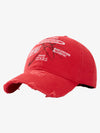 Letter Embroidered Washed Distressed Baseball Cap