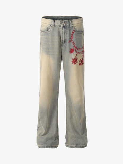 Graphic Distressed Skinny Jeans