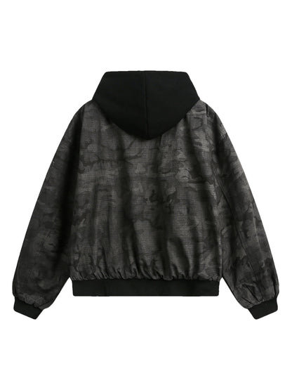 Camouflage Faux Two-Piece Hooded Jacket 