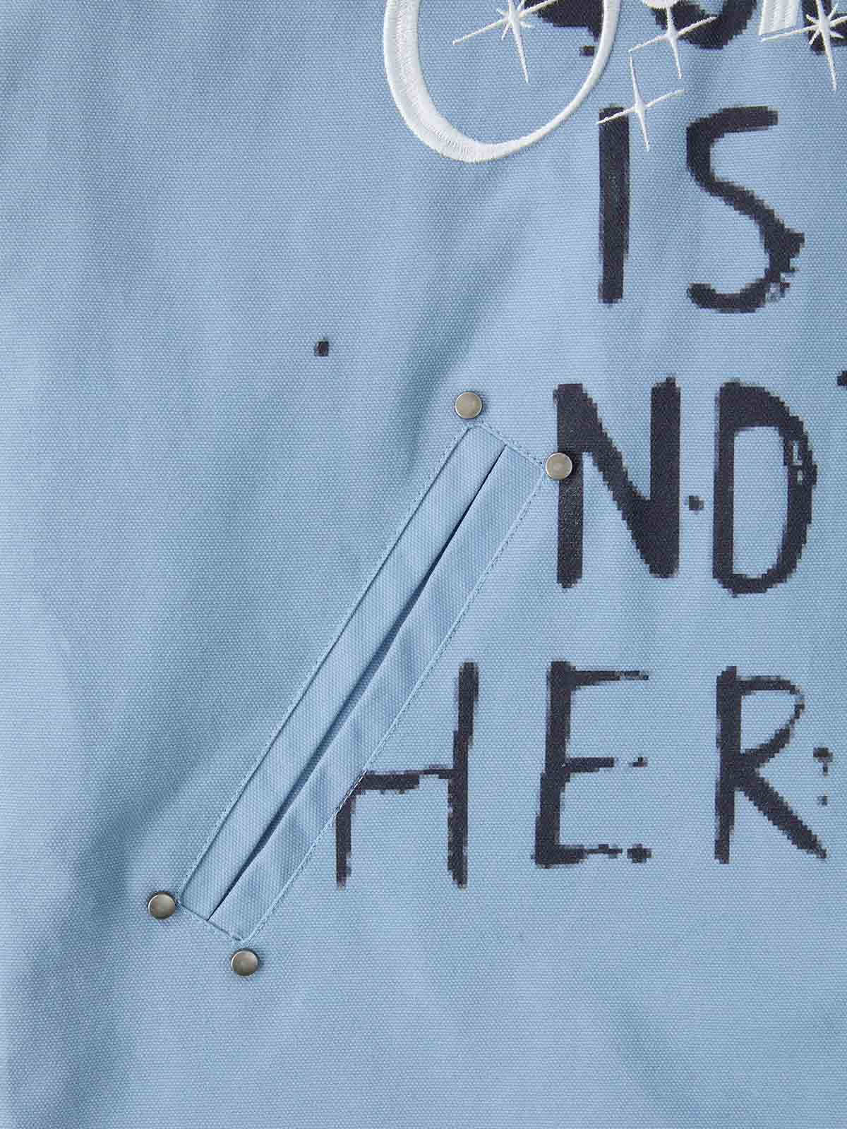 Supermade Slogan Print Color-Blocked Embroidered Retro Canvas Jacket 
