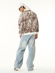 Retro Statement Snow Leopard Fleece Jacket 