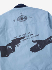 Supermade Slogan Print Color-Blocked Embroidered Retro Canvas Jacket 