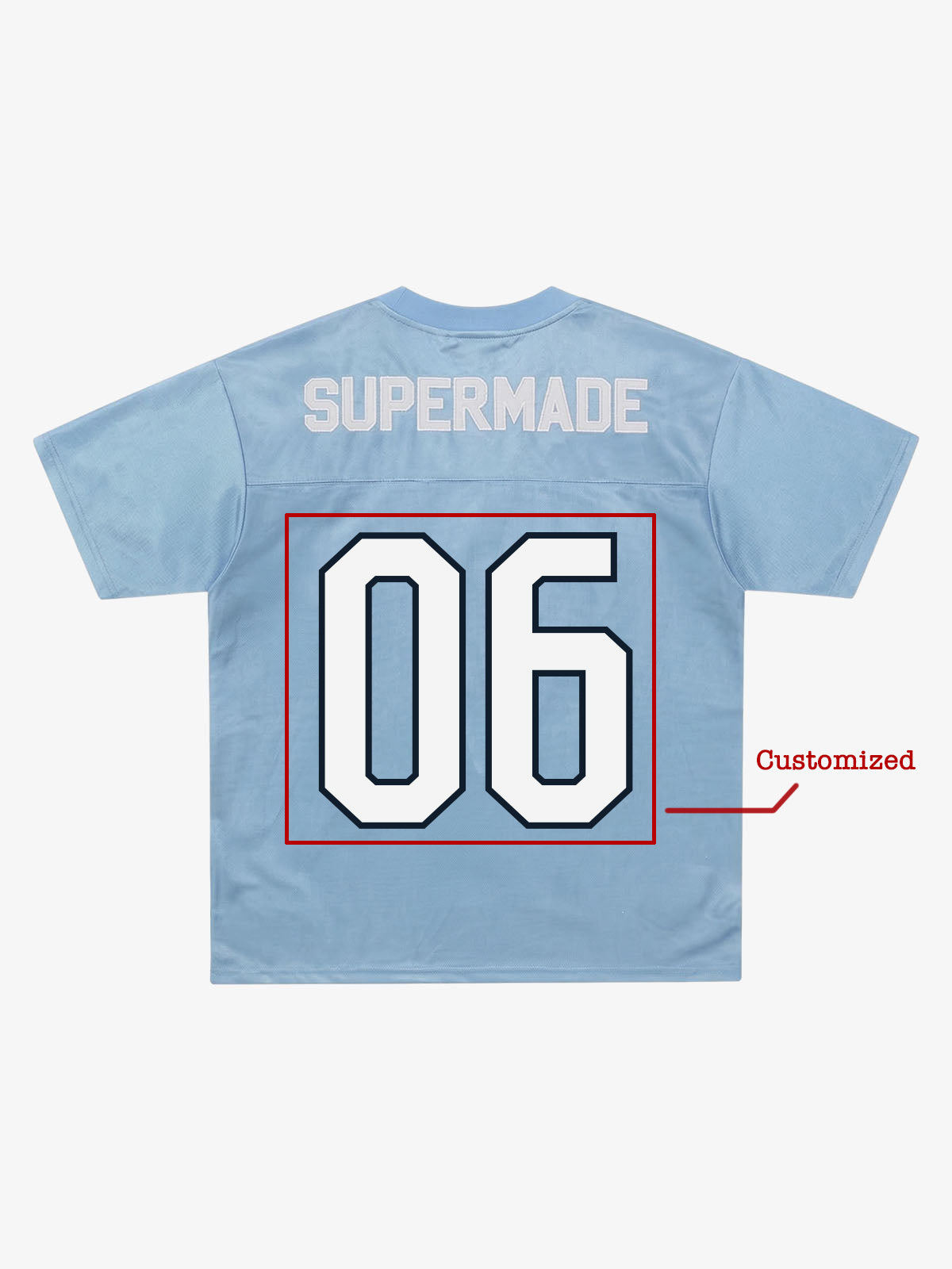 Supermade Classic Blue Embroidered Jersey Pattern Customization 