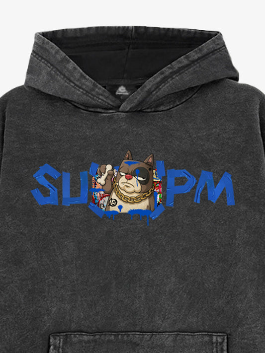 Supermade Street Inlaid Gold Chain Trendy Dog Hooded Sweatshirt 