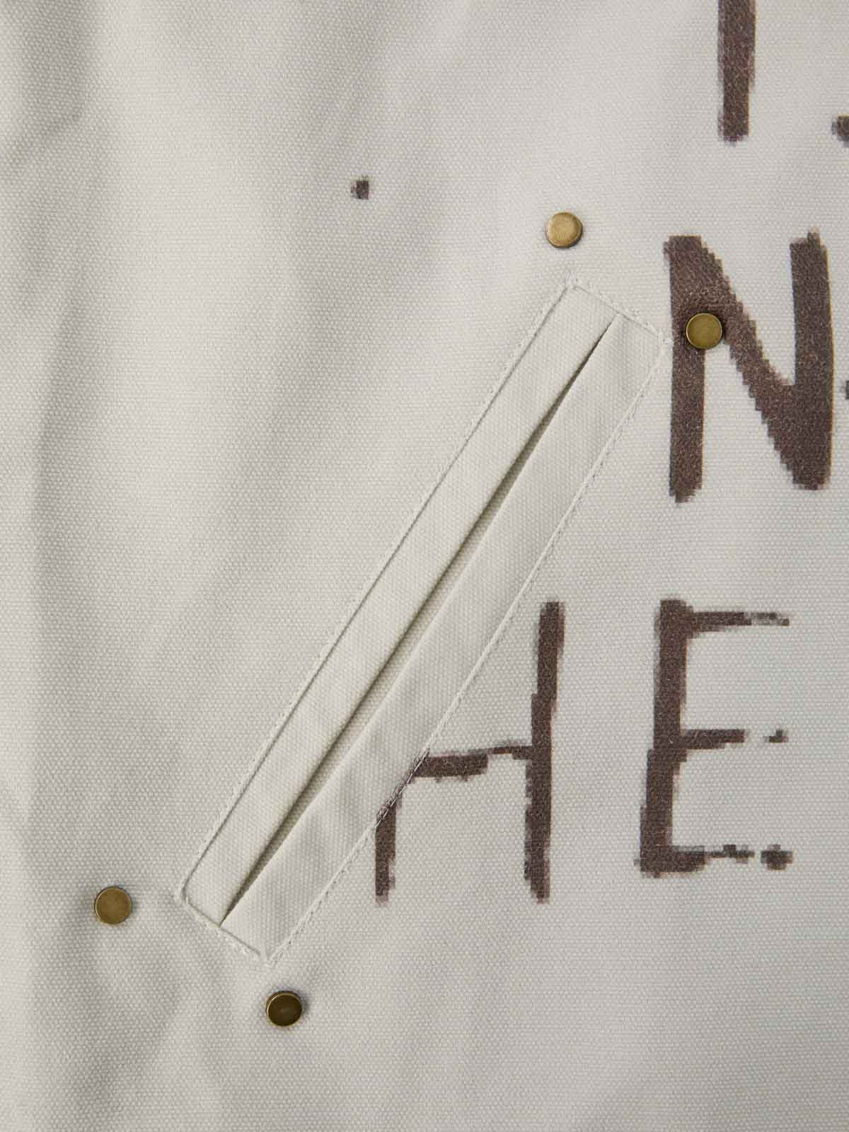 Supermade Slogan Print Color-Blocked Embroidered Retro Canvas Jacket 