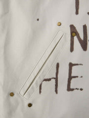 Supermade Slogan Print Color-Blocked Embroidered Retro Canvas Jacket 