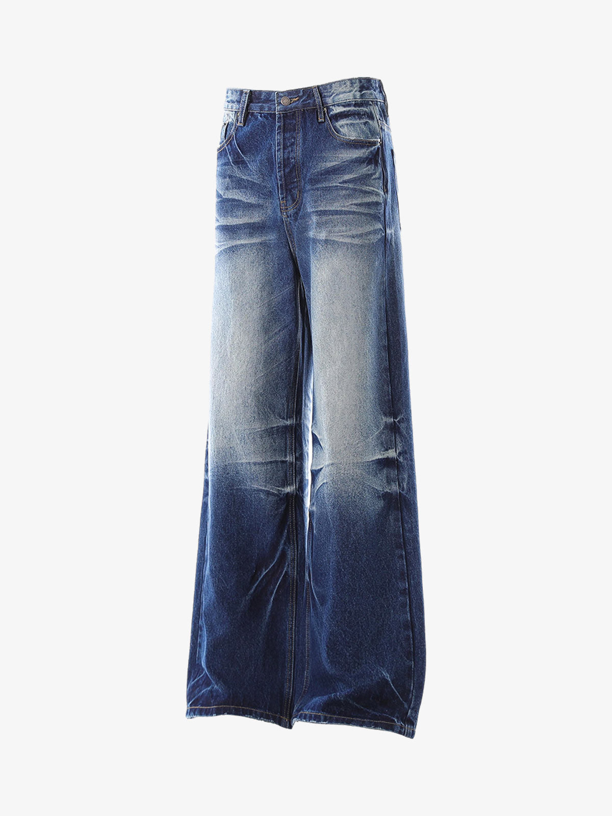 Washed Distressed Wrinkled Dyed Jeans 