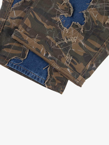 Camo Panel Embroidered Jeans