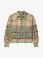 Rhinestone Plaid Long-Sleeve Shirt