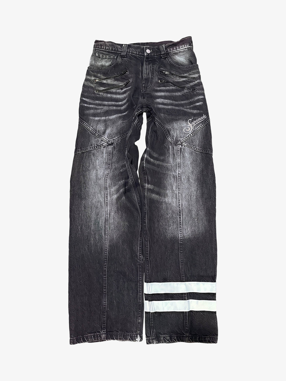 Jeans mit Patchwork-Reißverschluss