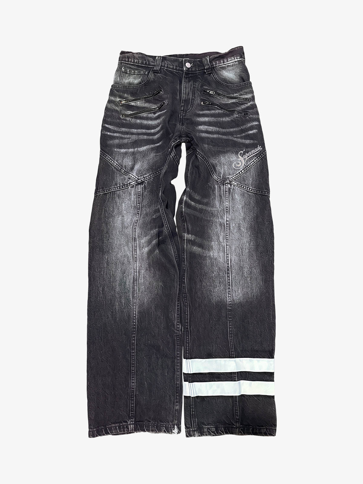 Patchwork Zip Detail Jeans