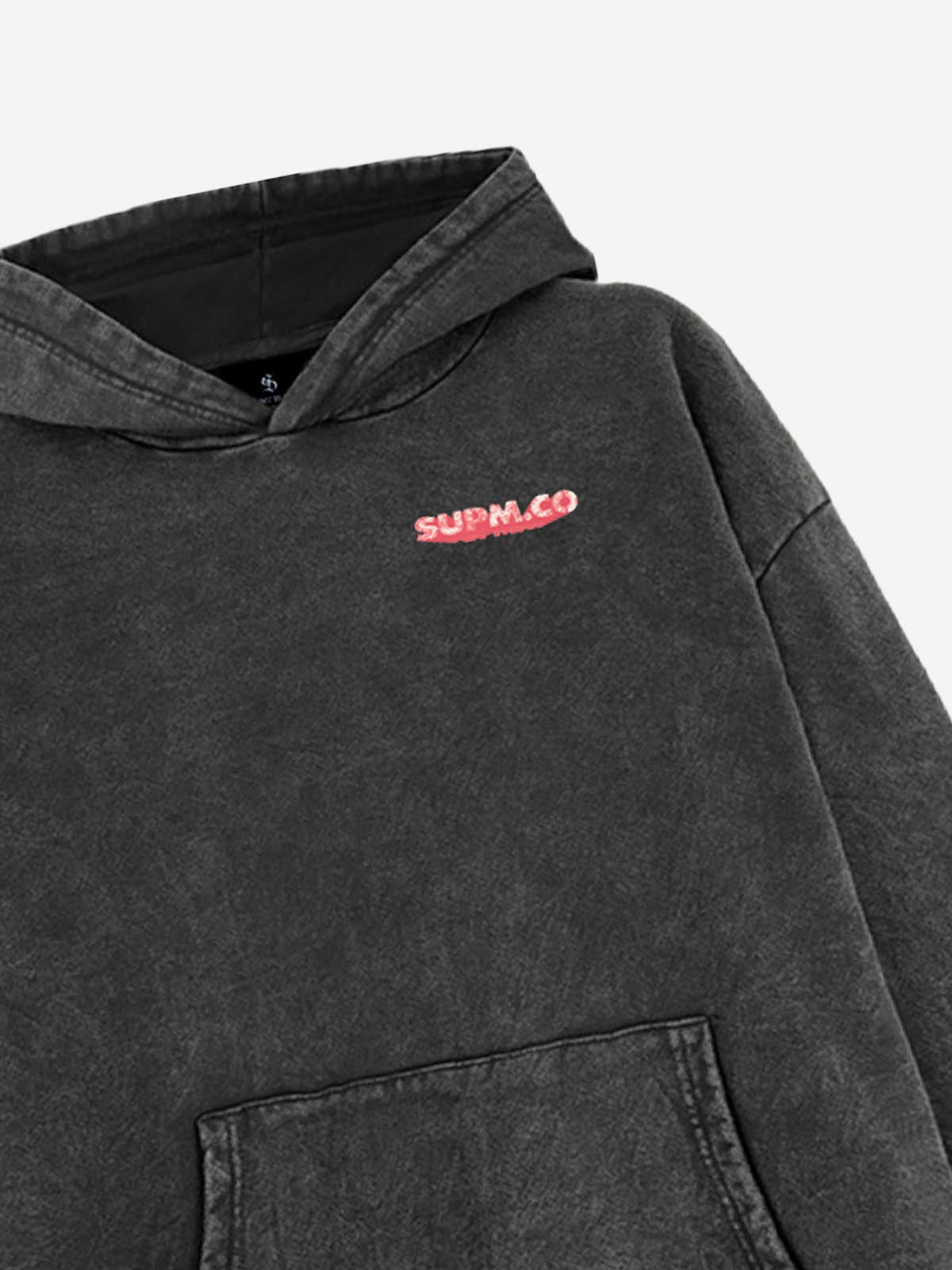 Hand-Painted Graphic Washed Hoodie