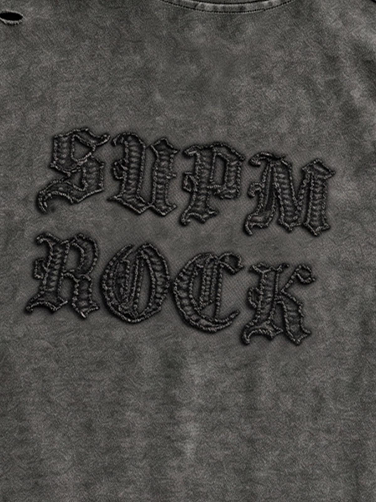 Distressed Washed Sleeveless Hoodie 