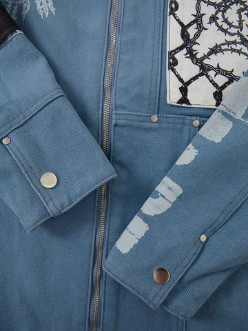 Supermade Multi-Element Appliqué Patchwork Denim Suit - 2593 