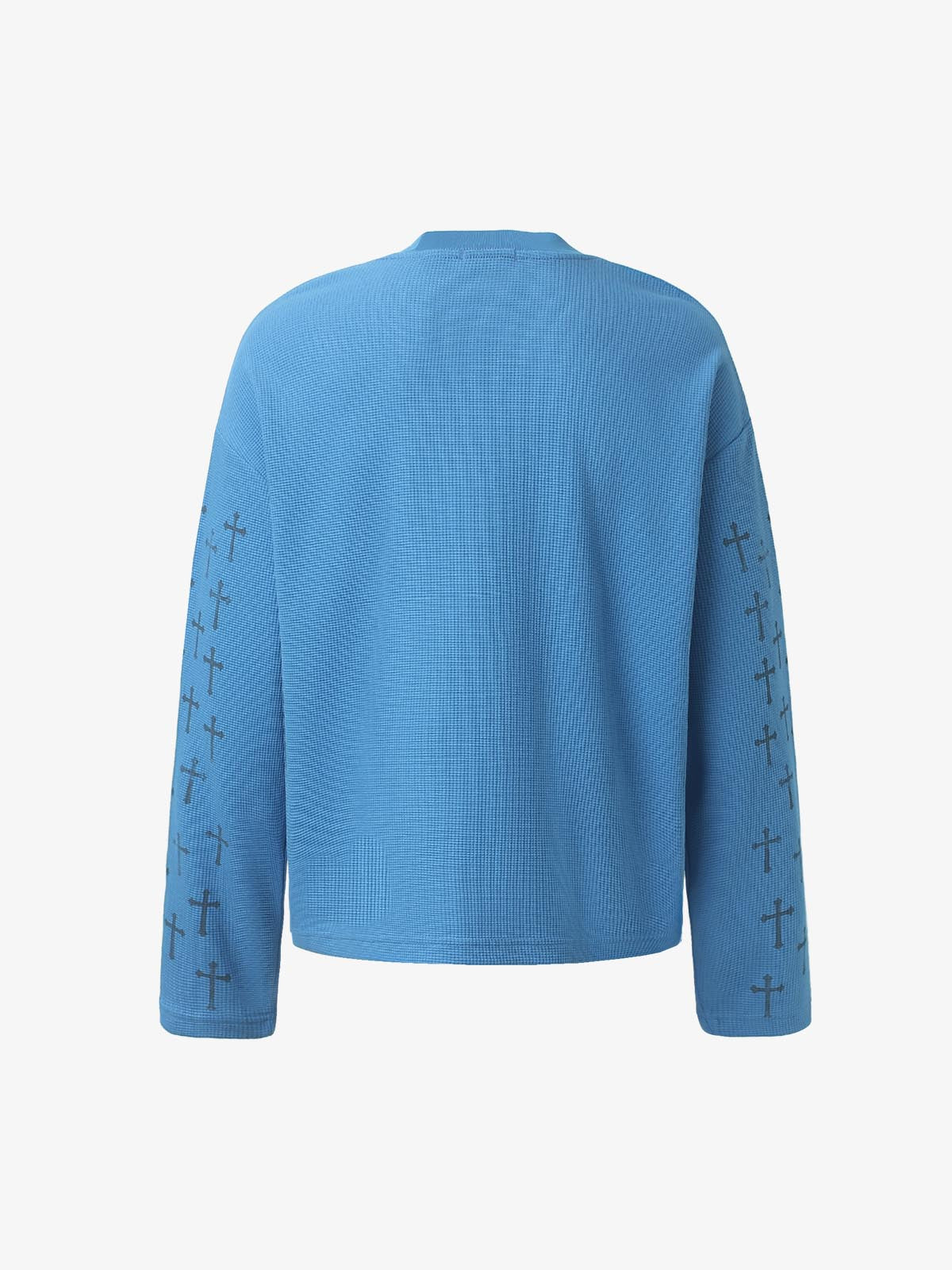 Slogan Graphic Waffle Long Sleeve Tee