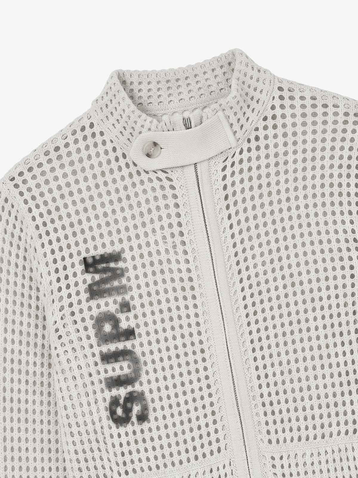 Graphic Mesh Knit Slim Jacket
