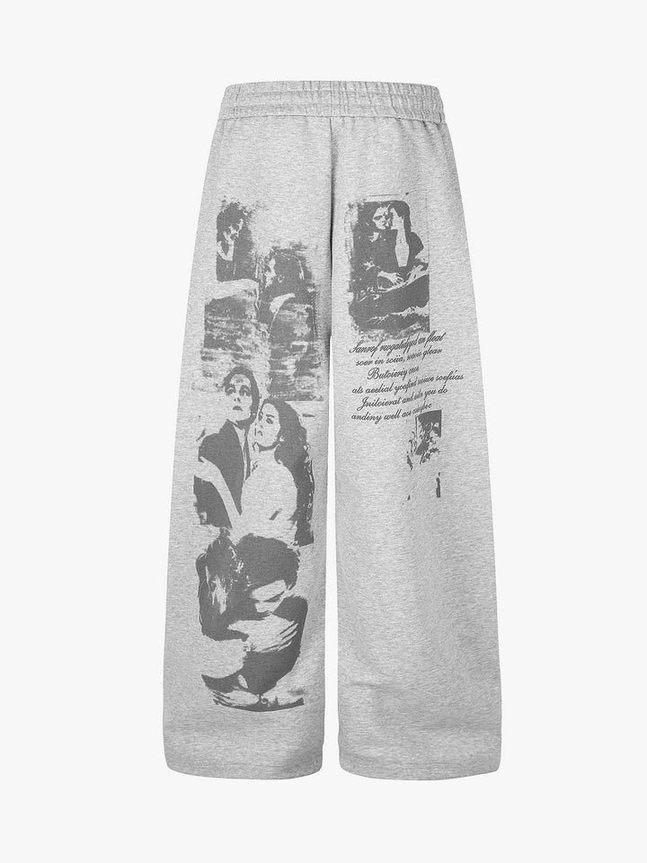 Dark Letter Graphic Drawstring Sweatpants