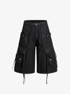 High-Waisted Cargo Shorts – Cotton Twill Oversized Utility Fit