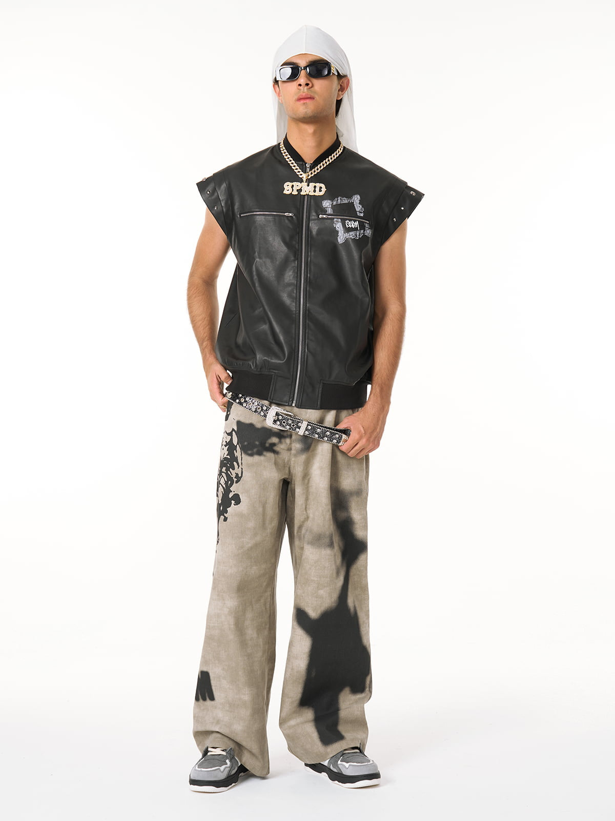 Original Large Cross Angel Print Distressed Jeans - 2552 