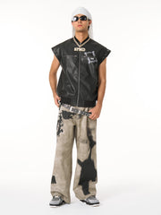 Original Large Cross Angel Print Distressed Jeans - 2552 