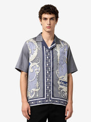 Baroque Sea Satin Camp Collar Boxy Shirt 