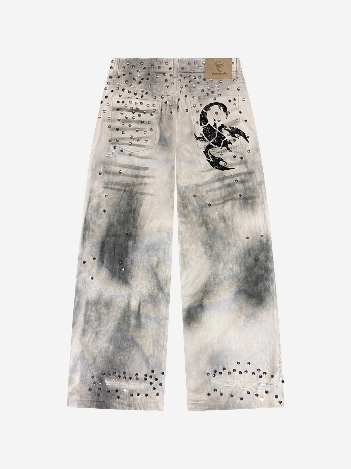 Scorpion Studded Acid Wash Jeans