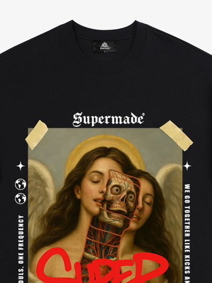 Angel and Demon Struggle Graphic T-shirt 