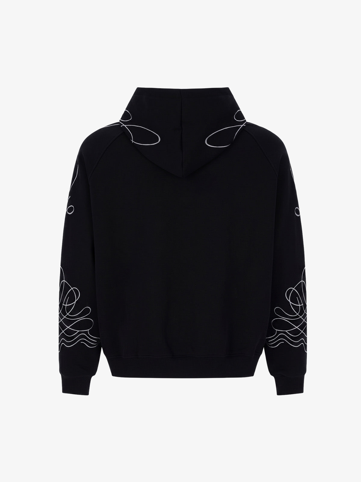 Ornamental Letter Embroidered Two-Way Zip Hoodie