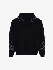 Ornamental Letter Embroidered Two-Way Zip Hoodie