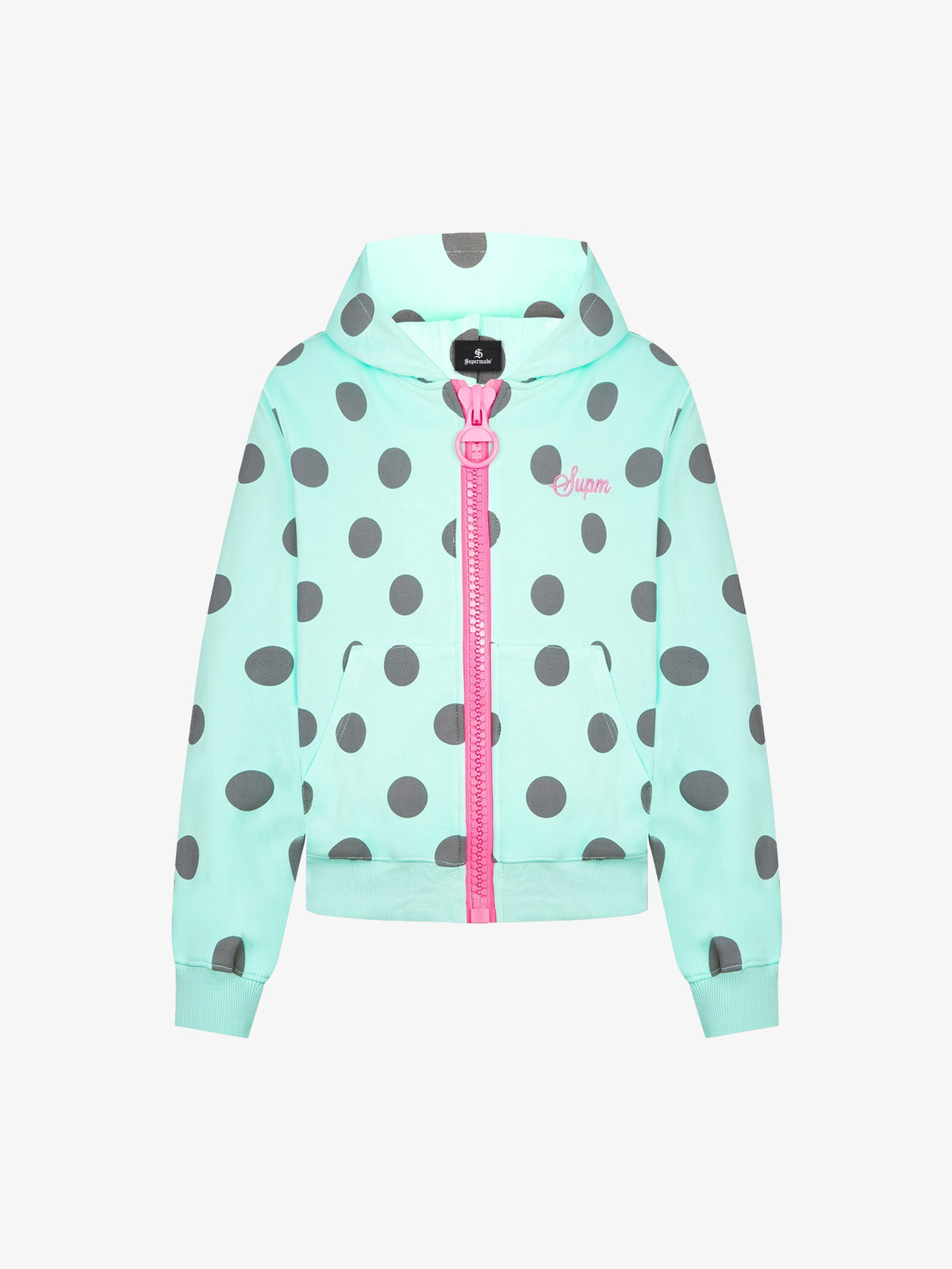 Big Zipper Dot Boxy Zip-Up Hoodie