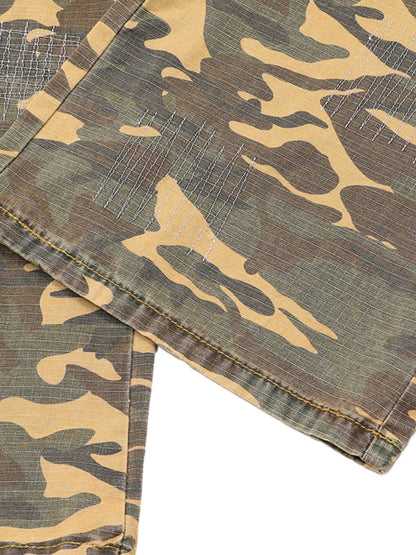 Distressed Camouflage Patchwork Jeans 