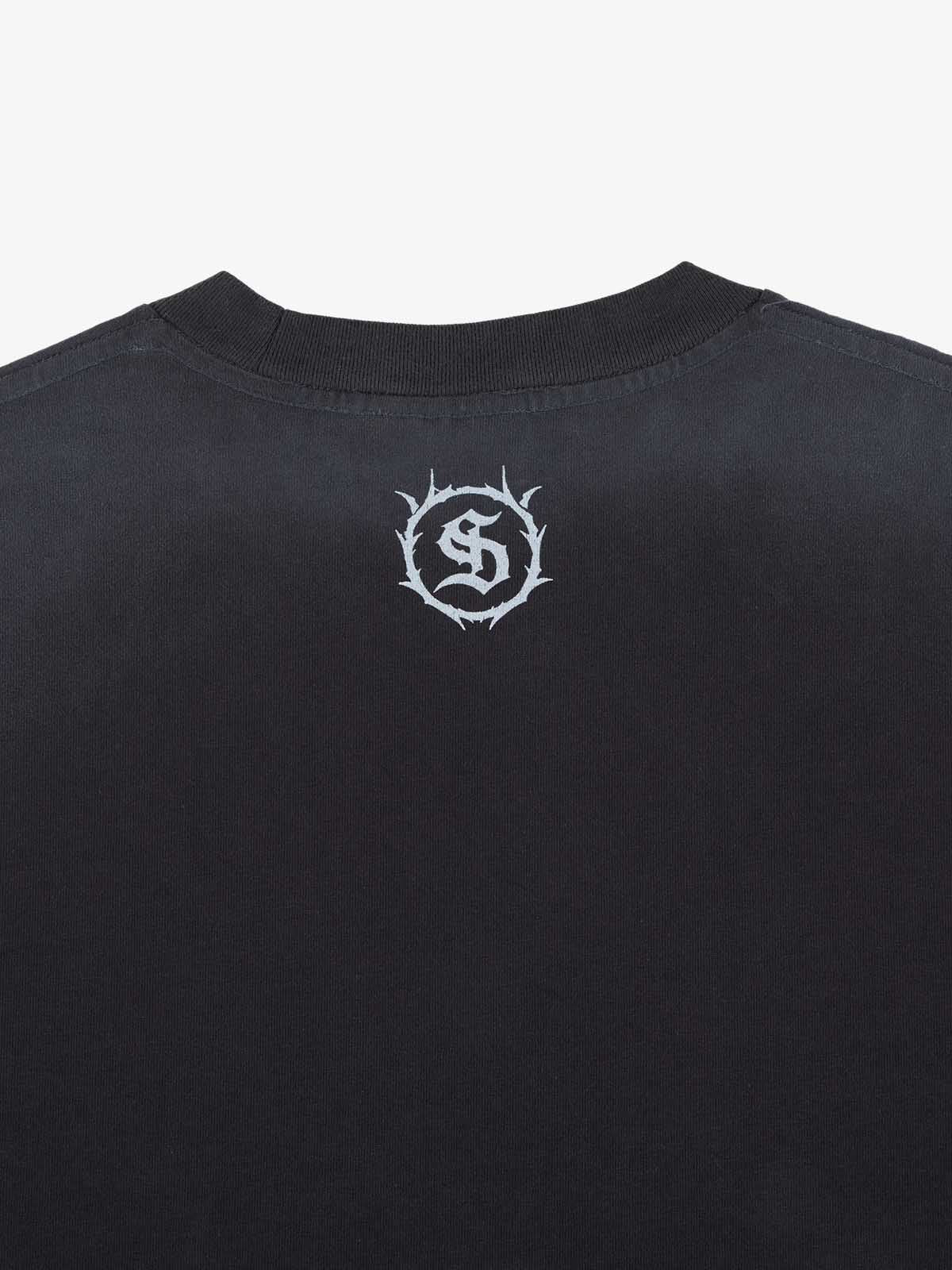 Supermade Distressed Rebellious Gun and Cross Print T-Shirt 