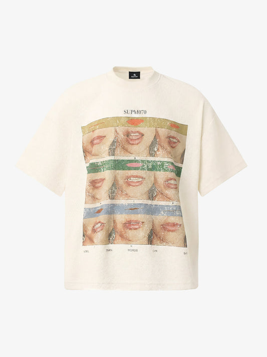 Cotton Oversized T-Shirt with Artistic Face Print and Bold Graphic Design 