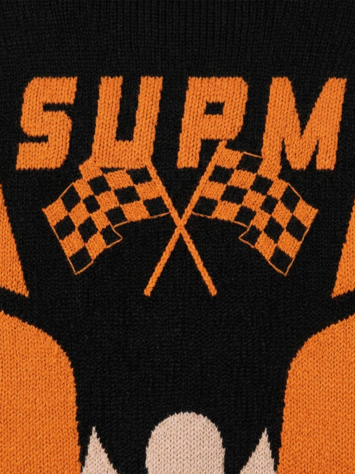 Vintage Racing Graphic Jacquard Knit Polo Sweater
