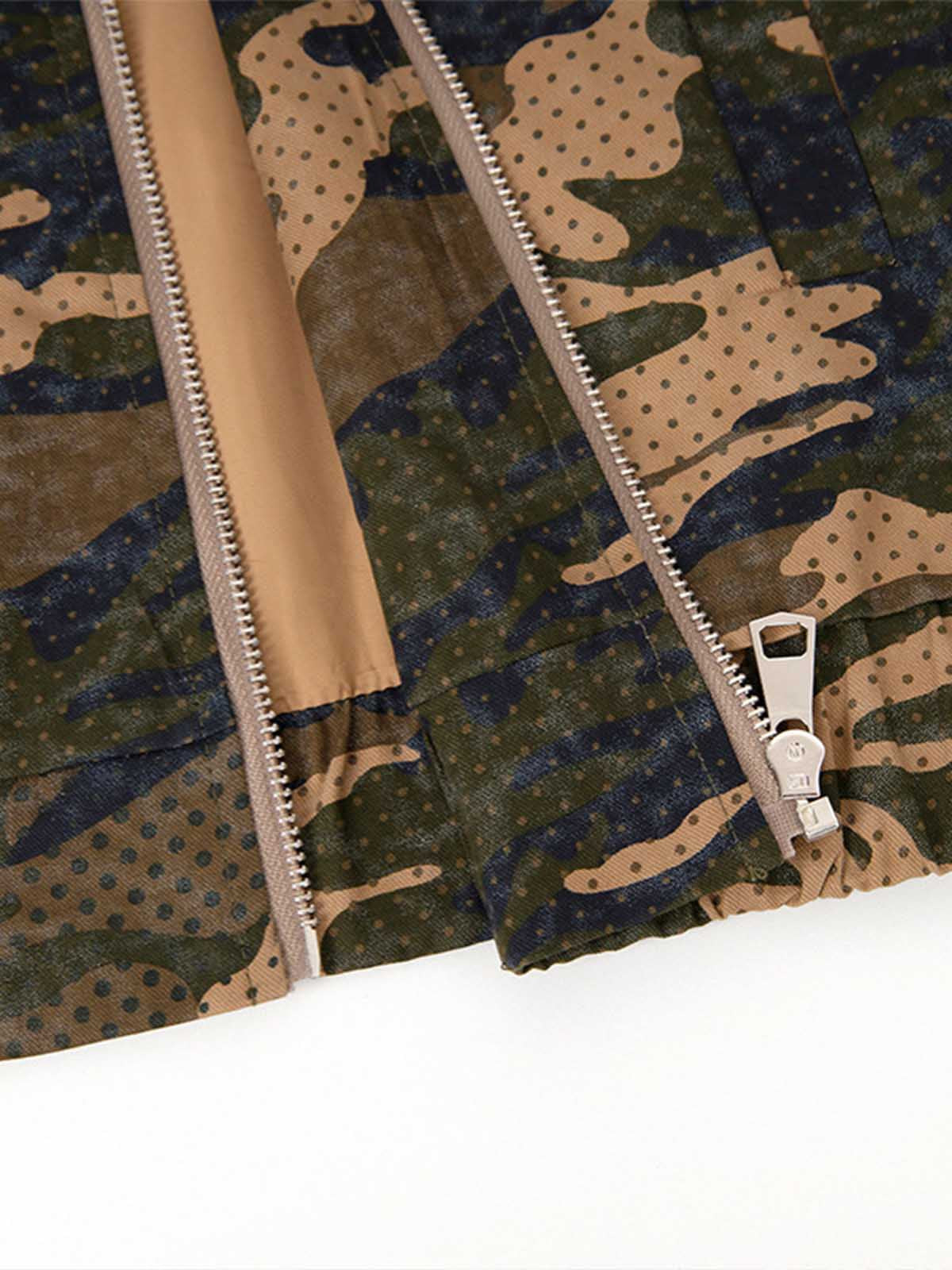 Camo Flag Badge Embroidered Stand-Collar Jacket