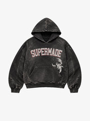 Washed Graphic Distressed Pullover Hoodie & Wide-Leg Sweatpants Set