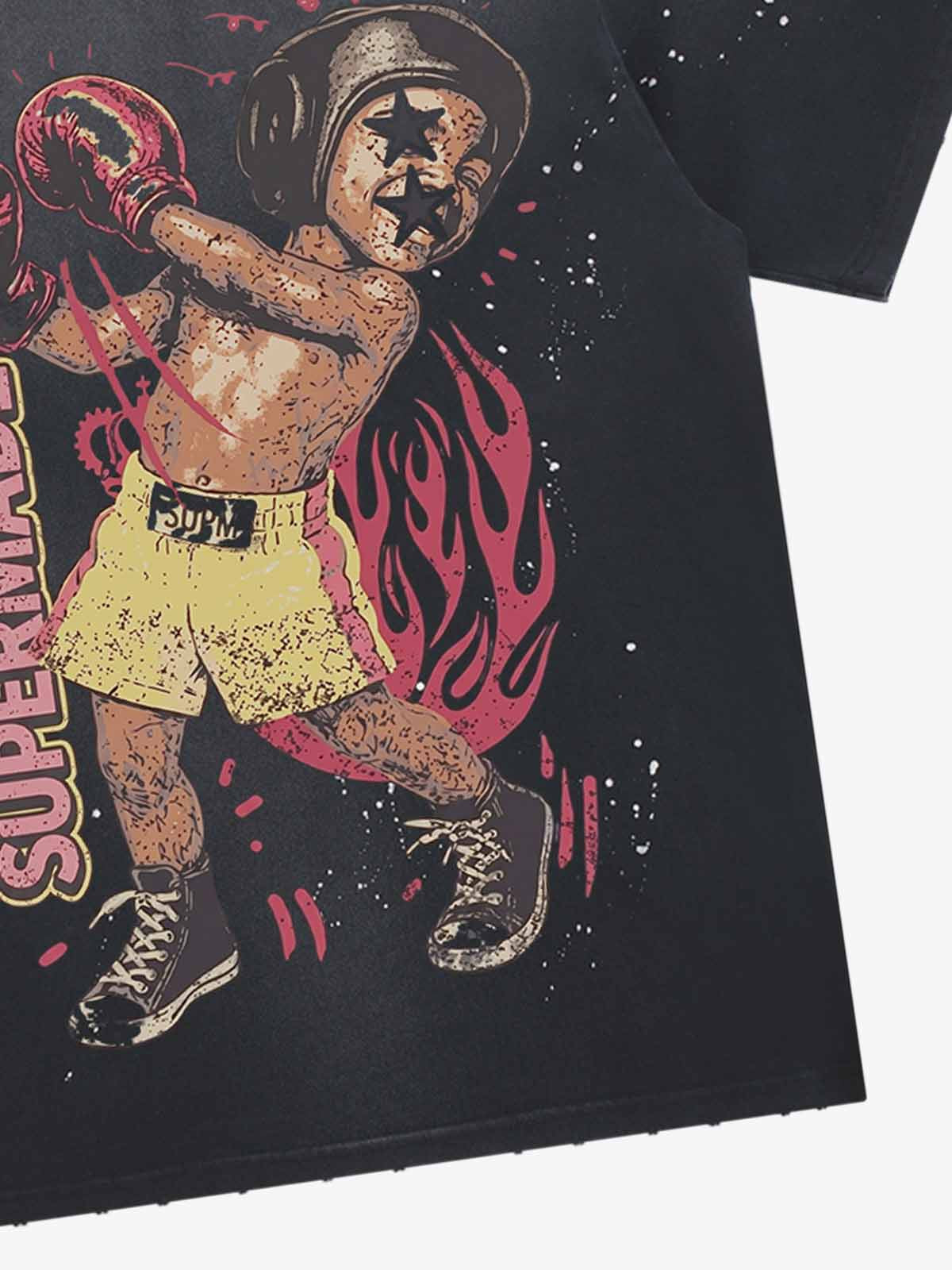 T-shirt oversize con grafica da boxe