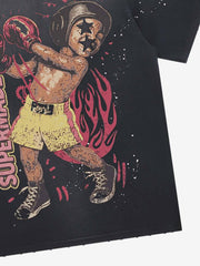 T-shirt oversize con grafica da boxe