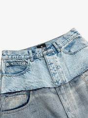 Double-Layer Paneled Baggy Jeans 
