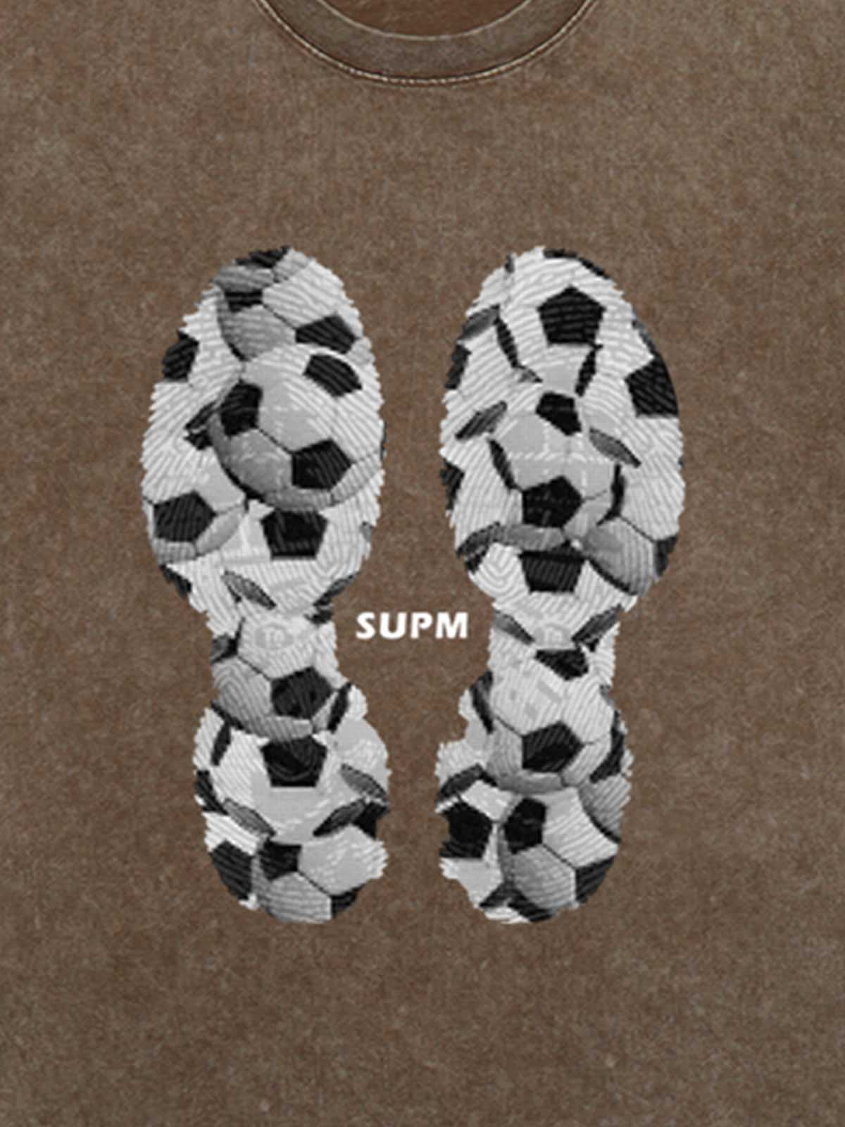 Soccer Ball Footprint Graphic T-Shirt 