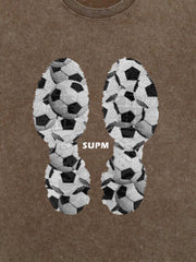 Soccer Ball Footprint Graphic T-Shirt 