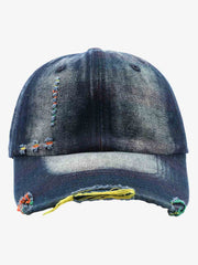 Vintage Washed Distressed Denim Baseball Cap 