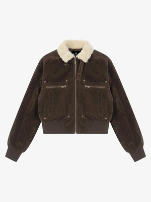 Stylish Bomber Jacket with Faux Fur Collar for Men and Women - Perfect for Casual Wear 