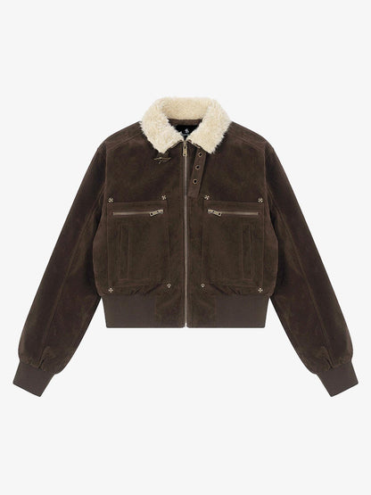 Stylish Bomber Jacket with Faux Fur Collar for Men and Women - Perfect for Casual Wear 